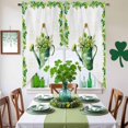 thumbnail image 4 of Swag Curtains Valances for Windows, Welcome St. Patrick's Day Short Kitchen Window Curtains Over Sink, Four Leaf Clovers Kettle Cafe Curtains Panel Set Of 2,Rod Pocket, 36 Inches Length White, 4 of 9