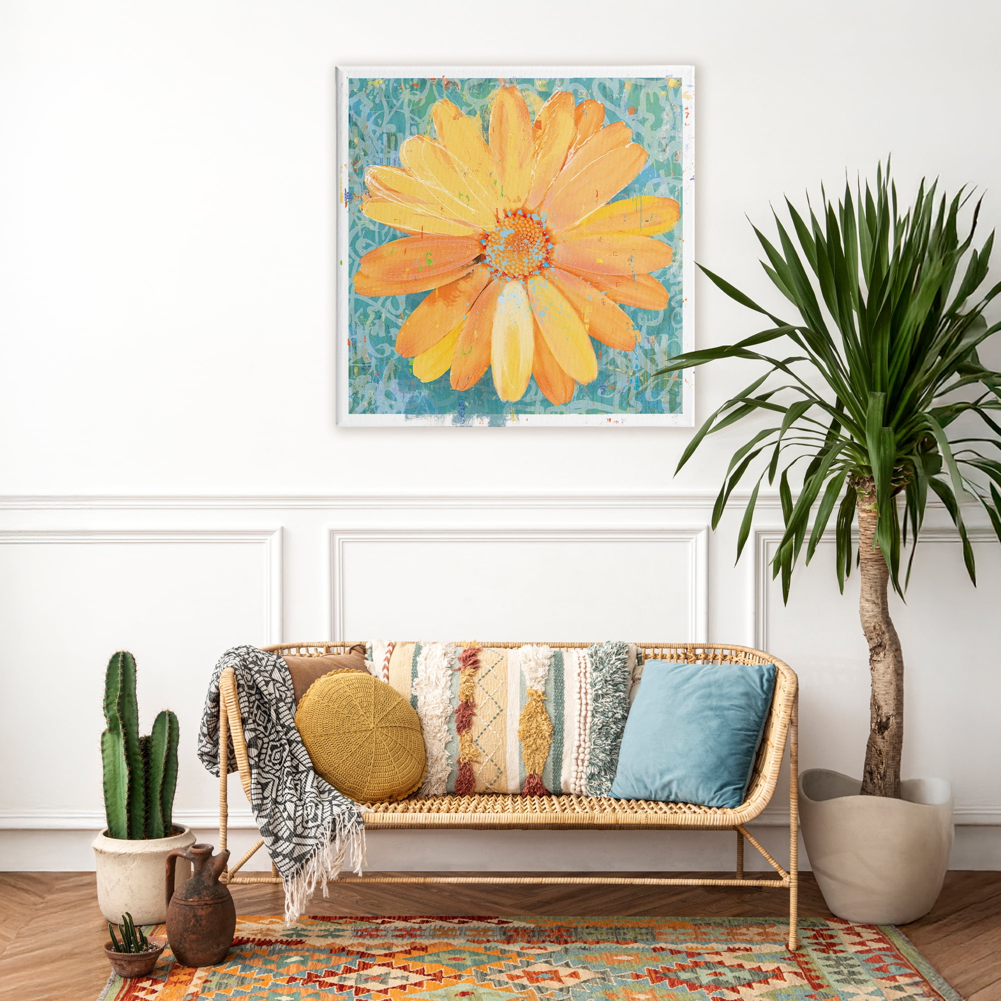 Stupell Industries Urban Daisy over Graffiti Canvas Wall Art, design by Porter Hastings