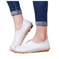 thumbnail image 6 of Huesdet Women's Leather Loafers Slip On Flats Casual Round Toe Breathable Comfortable Walking Working Driving Long Standing Fashion Soft Shoes(White,10), 6 of 7