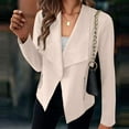thumbnail image 3 of Feancey Women's Faux Suede Jackets Spring Long Sleeve Open Front Cardigans Lapel Casual Cropped Cardigan Jacket Lightweight Coats White M, 3 of 9