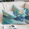 thumbnail image 2 of Ombre Turquoise Marble Throw Pillow Covers, Modern Minimalist Art Gradient Soft Breathable Pillow Cases with Invisible Zipper for Sleeping, Small Pillowcases for Couch Bed Sofa Chair 16x24 Inches, 2 of 9