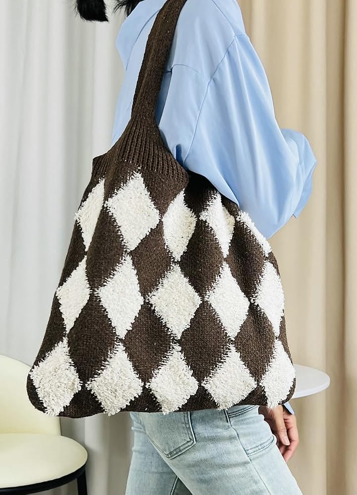 Kukuzhu Women’s Hobo Bag Crochet Large Purse Knitted Tote Bag Colorful Shopping Shoulder Bag Mesh 2023