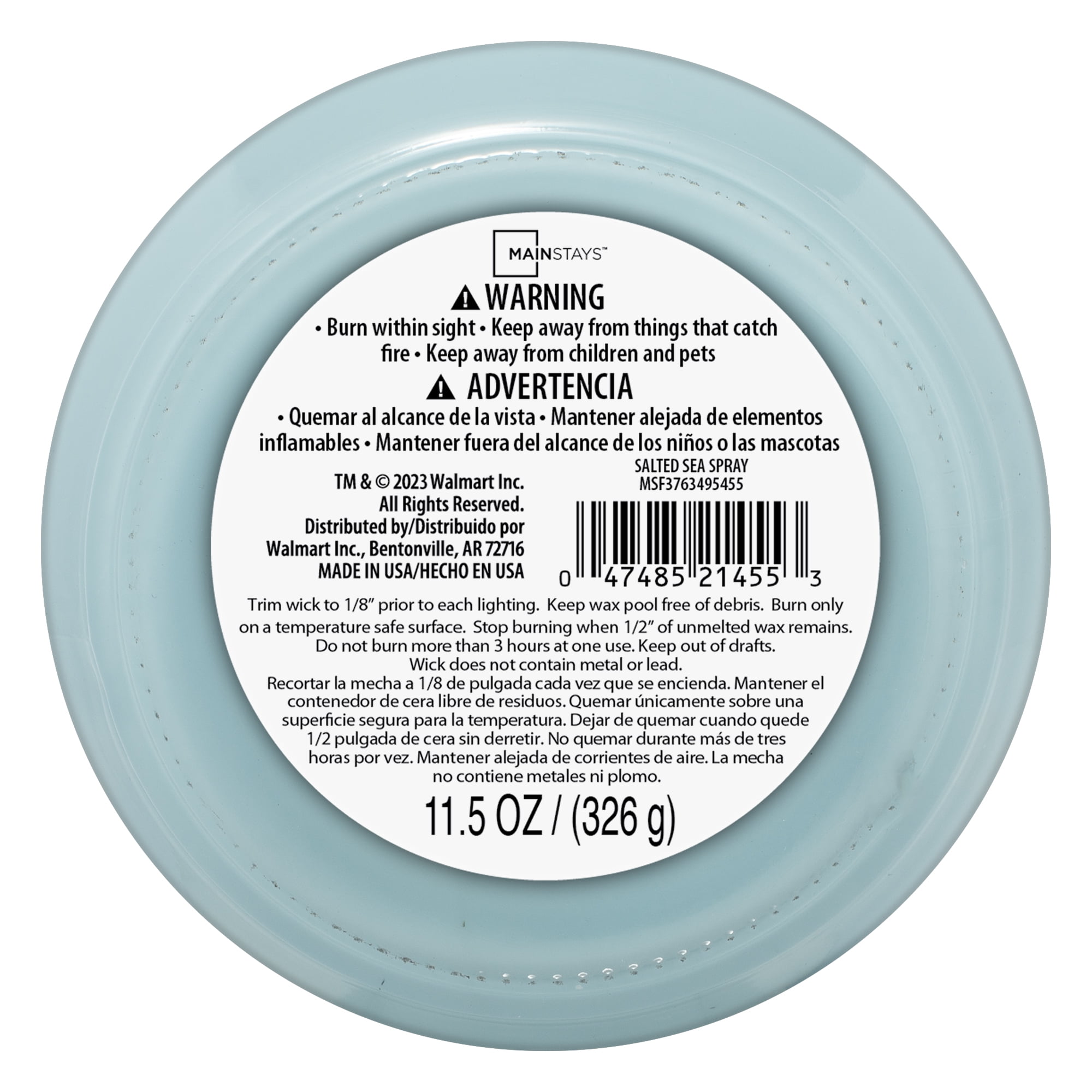 Mainstays 3-Wick Scented Glass Jar Candle, Salted Sea Spray, 11.5oz.