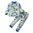 thumbnail image 1 of Pyjamas Mignons à Manches Longues pour Garçons Tout-Petits Chemise Imprimée Hauts et Pantalons Ensemble 2 Pcs Enfant, 1 of 3