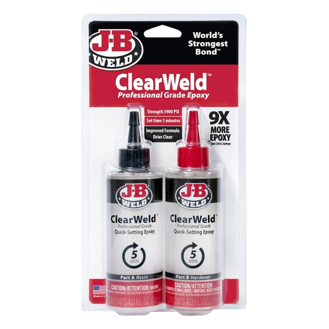 Epoxy J-B Weld Pro Size ClearWeld, juego de 5 minutos, 118 ml