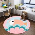 thumbnail image 1 of Alfombra redonda de dibujos animados para dormitorio de niños, tapete de piso de estilo lindo, suave, antideslizante, lavable, para gatear Fivean unisex, 1 of 2