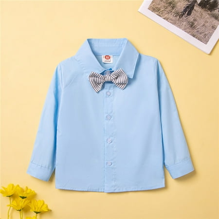 

Cathalem Boys Bow Tie Outfit Toddler Boys Long Sleeve Blue Shirt Tops Pants With Striped Tie Child Kids Outfits for Toddler Boys Childrenscostume A 9-12 Months