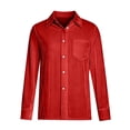 thumbnail image 4 of Long Sleeve Shirts for Women Fall Winter Button Down Collared Velvet Dressy Casual Office Work Blouse Tops, 4 of 4