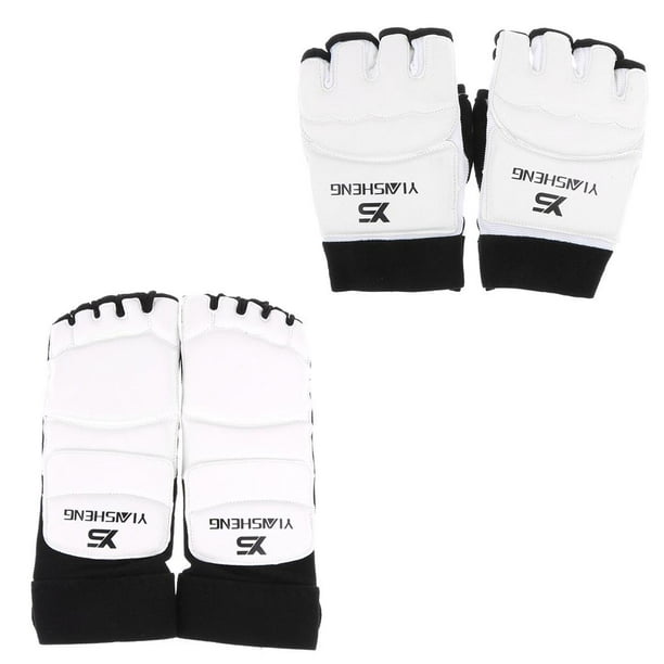 Guantes Medio Karate Boxing Muay XS Shamjiam Protector de pie de boxeo Color blanco Tamaño XS