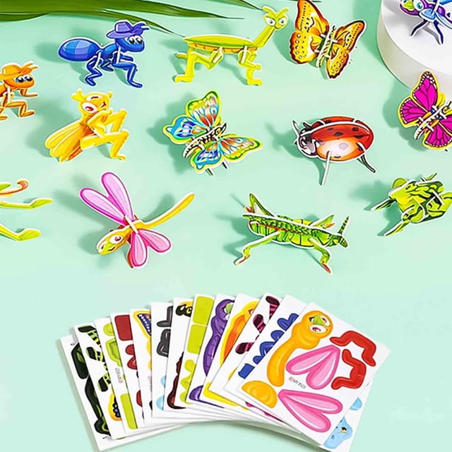 ToyKingdee Educational 3D Cartoon Puzzles,3D Animal Learning Educational Paper Puzzle Game for DIY Crafts Gifts