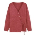 thumbnail image 2 of Delayuji Womens Button Up Cardigan Sweaters Long Sleeve Crew Neck Soft Lightweight Tie up Knit Loose Sweater Tops Spring Outfit L-5XL, 2 of 2