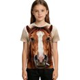 thumbnail image 3 of TGPMGRZ Cartoon T Shirt for Kids Back to School Short Sleeve Funny 3D Animal Tops Halloween Party #A03 Khaki 13-14 Years, 3 of 6