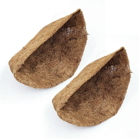 Bigstone 2Pcs Half Round Coconut Fiber Flower Pot Planter Hanging Plant Basket Liner