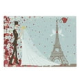 thumbnail image 1 of Wedding Cutting Board, French Couple Hand Drawn Paris Eiffel Tower Getting Married Hearts Celebration, Decorative Tempered Glass Cutting and Serving Board, Large Size, Blue Red White, by Ambesonne, 1 of 1