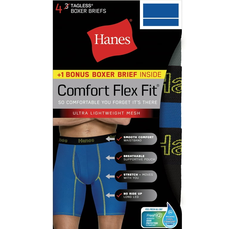 Men s Comfort Flex Fit Mesh Long Leg Boxer Brief 3 1 Pack Walmart