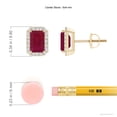 thumbnail image 2 of ANGARA Natural Emerald-Cut 1.3 ct Ruby Stud Earrings with Diamond Halo in 14K Yellow Gold for Women (Size-6x4mm) | July Birthstone, Anniversary, Jewelry Gift for Women | Natural Ruby Earrings, 2 of 7