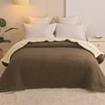thumbnail image 2 of Exclusivo Mezcla Queen Size Reversible Sherpa Fleece Blanket, Soft Plush Blanket for Bed Sofa, Warm Fluffy Blankets for All Season, 90"x90", Brown/ Khaki, 2 of 7