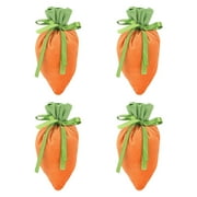 HILABEE 4 Pieces Easter Gift Bags Treat Bags Wrapping Decor Decorative Pouch Carrot Shaped Ornament for Wedding New Year without Bunny Ears
