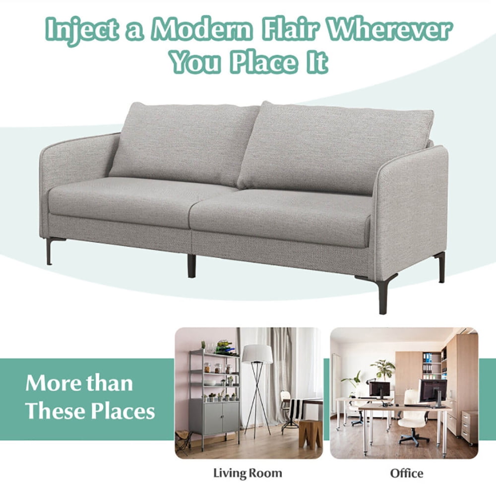 Finihen Loveseat Sofa, Modern 76 Inch Loveseat Sofa Couch for Apartment Dorm with Metal Legs, for Living Room, Bedroom, Gray Finihen Loveseat Sofa, Modern 76 Inch Loveseat Sofa Couch for Apartment Dorm with Metal Legs, for Living Room, Bedroom, Gray