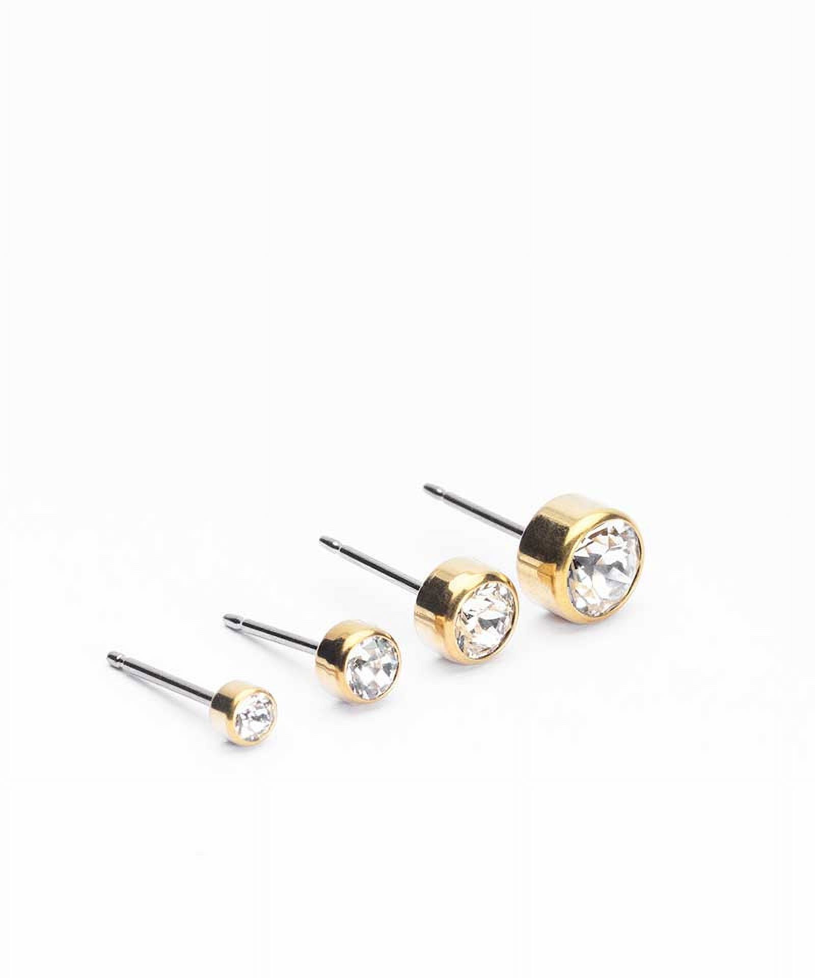 Blomdahl | Hypoallergenic | Golden Titanium Bezel Crystal Stud Earrings | Best Choice For Sensitive Ears