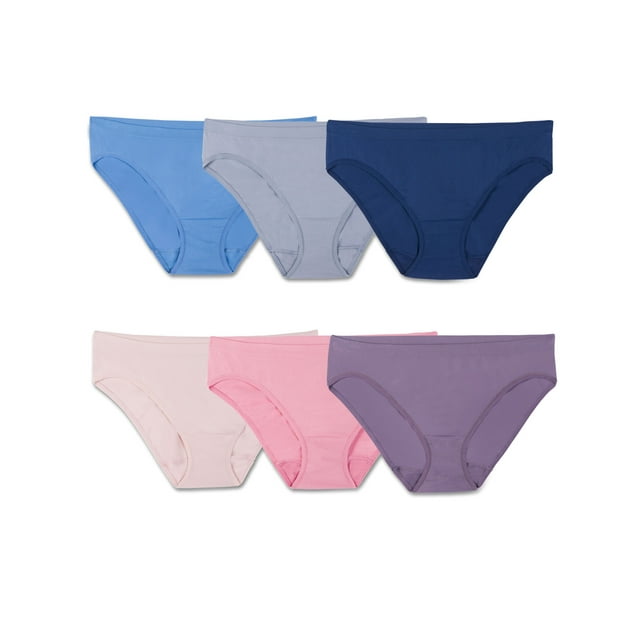 WOMENS SEAMLESS BIKINI PANTY, 6 PACK, 5, ASSORTED