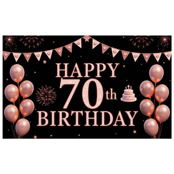 Glittering Banner Elegant Party Decoration Festive Fireworks 70th Birthday Celebration for Milestone Anniversary Senior Celebration Indoor Decor