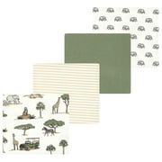 Luvable Friends Hudson Baby Flannel Receiving Blankets 4pk, Jungle Safari