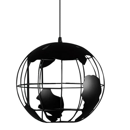 

Veki Earth Iron Lighting Creative Chandelier Lamp Pendant Ceiling Globes Vintages Lamps Black Pendant Cage Retro Industrial Interior Home Decor Slow Hunting Lights