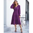 thumbnail image 4 of Women's Spring Dress, Long Sleeve Mini Tunic Casual V Neck Wedding Guest Dresses, 4 of 7