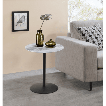 CoSoTower End Table with Gray Marble Textured Top