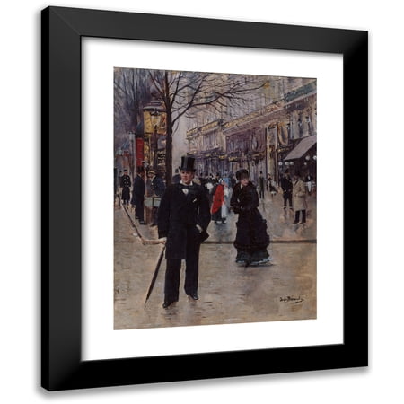 Jean Béraud 12x14 Black Modern Framed Museum Art Print Titled - On the Boulevard (1880)