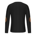 thumbnail image 4 of Men's Cotton Muscle Shirts Men's Knit Shirts Casual Crewneck Long Sleeve Patchwork Sweater Pullover Lightweight Fashion Sweatshirts with Elbow Patches Vintage T-Shirt Comfort Tee Top, 4 of 5