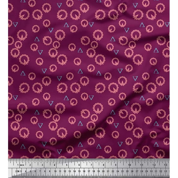 Soimoi Cotton Voile Fabric Triangle & London Eye Shirting Print Fabric by The Yard 42 Inch Wide