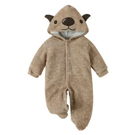 

Spring Summer Newborn Boy Girl Floral Romper Toddler Kids Infant Girls Boys Cartoon Hooded Long Sleeves Fleece Footed Romper Jumpsuit Outfits