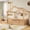 Natural, variant on Twin House Bed for Kids, Wooden Montessori Floor Bed with Door and Fence, Playhouse Roof Toddler Floor Bed with Built-in Tray for Boys & Girls, White