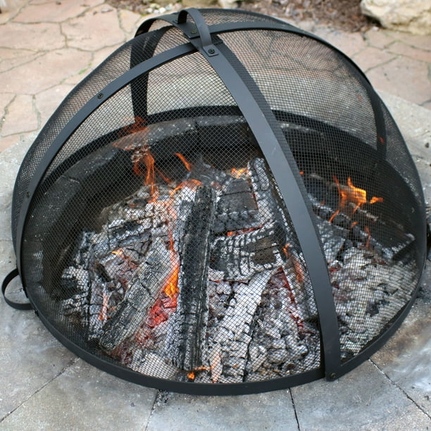 Sunnydaze Easy Opening Fire Pit Spark, Round Fire Pit Screen