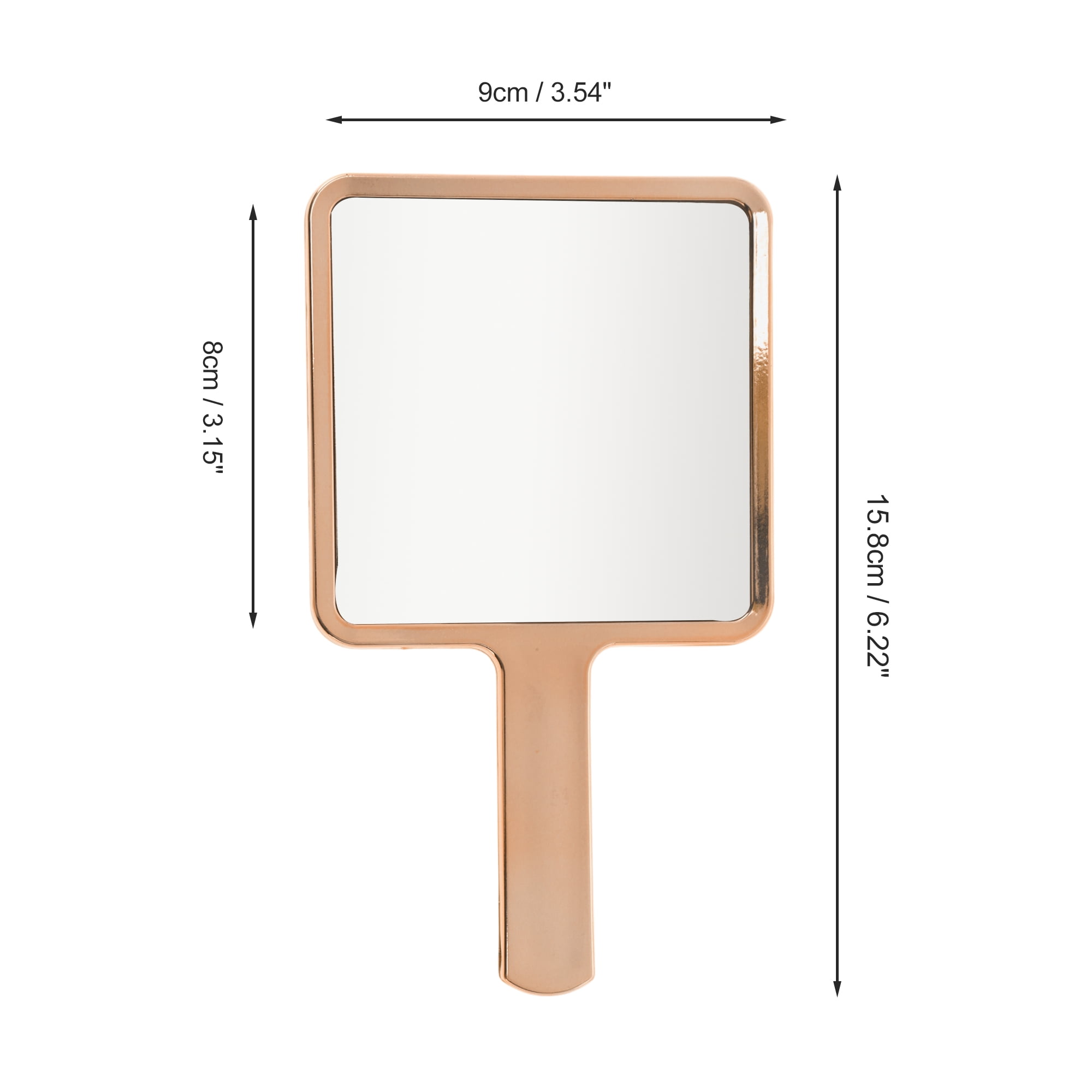 Unique Bargains 1pc Portable Chrome Handheld Mirror for Makeup and Grooming Rose Gold Tone