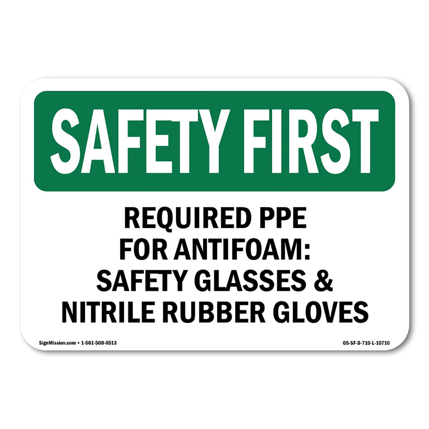 OSHA SAFETY FIRST Sign - Required PPE For Antifoam Safety Glasses | Plastic Sign | Protect Your Business Work Site Warehouse | Made in the USA
