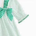 thumbnail image 5 of HCNTES Toddler Baby Girl Valentines Outfit Cute St Patricks Day Clothes Plaid Long Sleeves Ruffle Bow Clover Spring Dress, 5 of 6