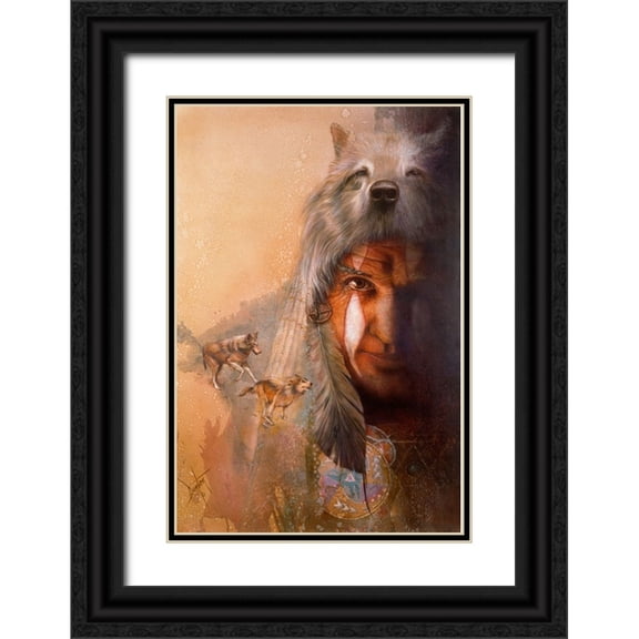 Lund, Denton 11x14 Black Ornate Wood Framed with Double Matting Museum Art Print Titled - Wolf Tracks