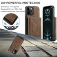thumbnail image 5 of iPhone 12 Wallet Case, iPhone 12 Pro Cover, Allytech Premium PU Leather Kickstand Durable Drop Proof Protective Magnetic Detachable Zipper Handbag Case Fit for iPhone 12 Pro/ iPhone 12 6.1", Brown, 5 of 7