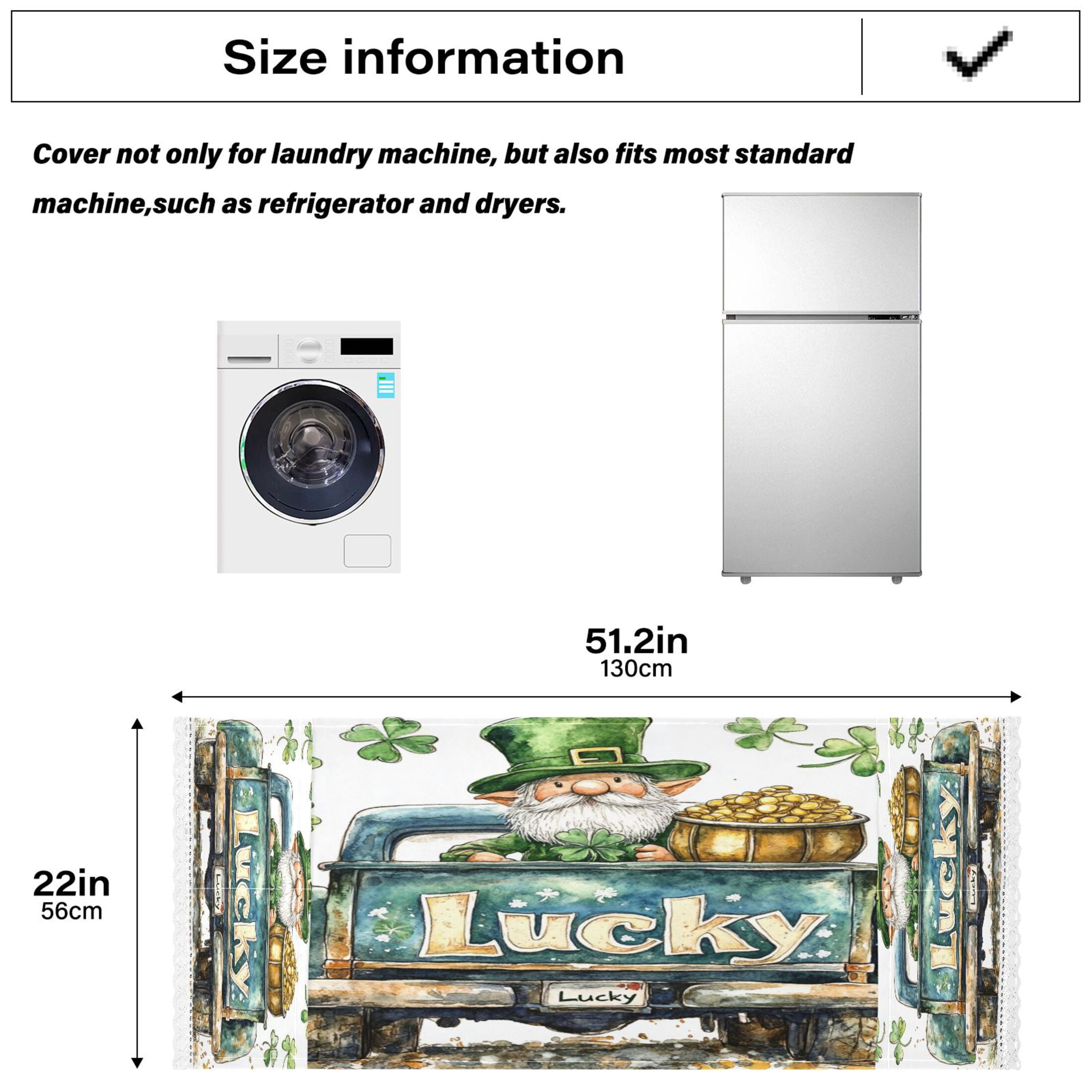 WOBOGO St Patricks Lucky Car Washing Machine Cloth Dryer Refrigerator Top Cover Protective Non-Slip Mat For Kitchen Laundry