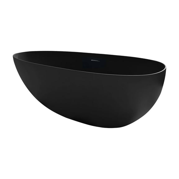 Rainlex 67" Freestanding Soaking Solid Surface Bathtub in Black