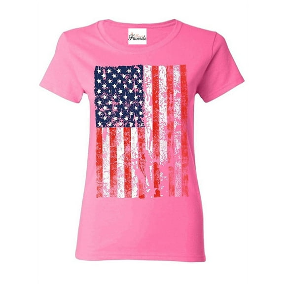 Women's T-Shirt Short Sleeve - American Flag 4th of July