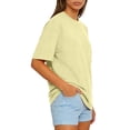 thumbnail image 3 of WULMLEO Women's Solid Color Oversized T-Shirt Burgundy Cotton Crew Neck Short Sleeve Blouse Comfortable Casual Top Summer Beach Activities Yellow 2XL, 3 of 4