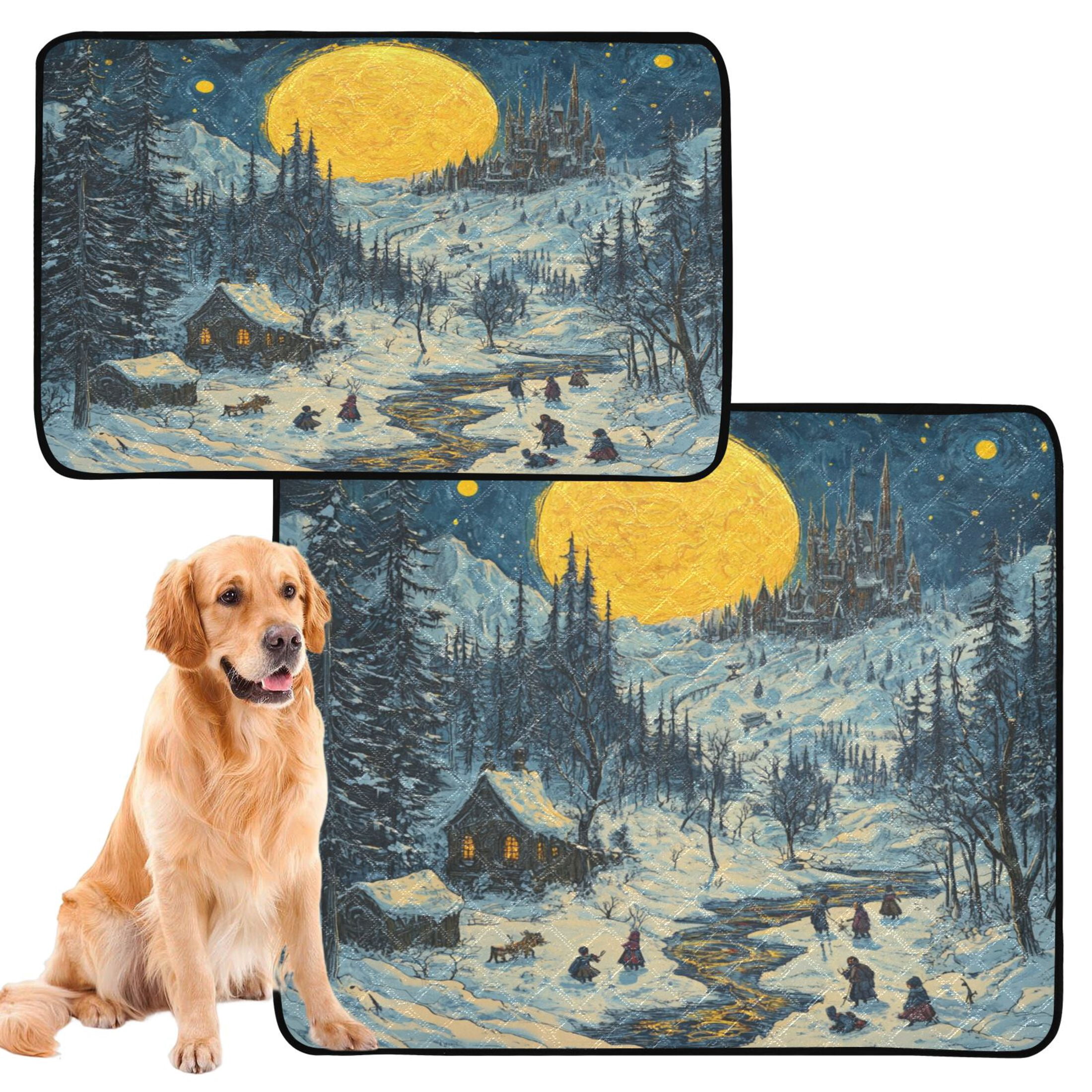Qxltty Winter Village View Cat litter Pads Pet Set of 3 Diaper Mats Center Anti-leakage Layer Absorbent Soft and Comfortable