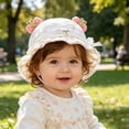 thumbnail image 3 of Tigivemen Infant Sun Hats Summer Bucket Hat Breathable Girl Bonnet Cap Lace Wide Brim Sunhats with Bow Pink Size 3-18 Months, 3 of 3