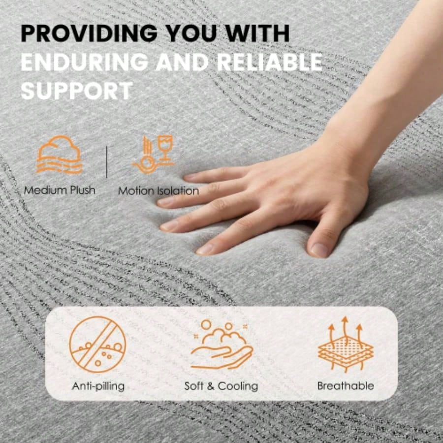 Twin Size 10 Inch Foam Mattress, Breathable Cooling Layers, Medium Feel, Safe Certified Fiberglass Mattress for Bedroom