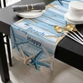 thumbnail image 3 of Blue Starfish Coastal Cotton Linen Table Runner 13 x 90 inch Nautical Shell Summer Beach Vintage Non-slip Rectangular Dining Table Decor for Wedding Party Holiday Dinner, 3 of 8