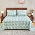 thumbnail image 2 of Gogreen 4PC Deep Pocket King Sheet Set Fit 16", Breathable Microfiber Soft King Size Sheet Set, Hotel Style Bed Sheet Set, Gift for Women, Men - White Flowers Green Background, 2 of 25